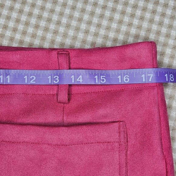 Bagatelle Funky Boho Pink Peacock Velour Wide Leg Cropped Zip Front Pants - Picture 6 of 13